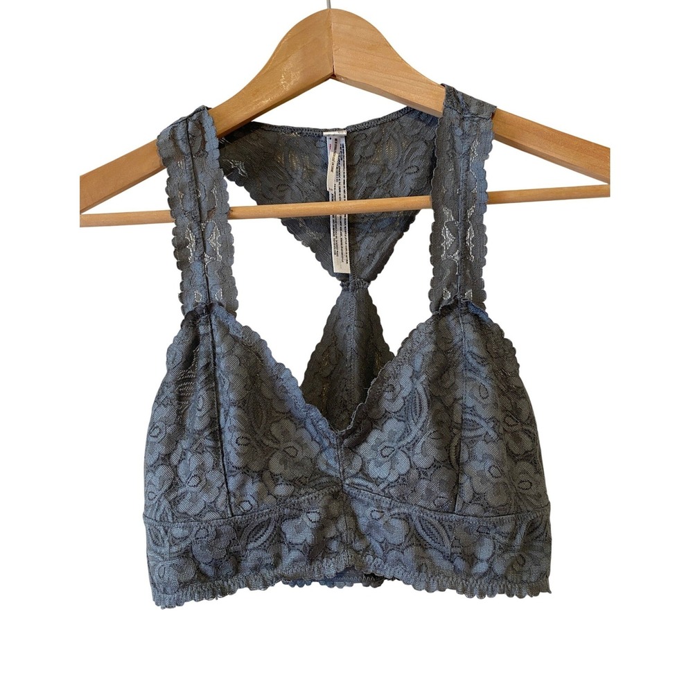 Intimately Free People Bralette Size S/P Khaki Green Adella Lace Racerback Bra